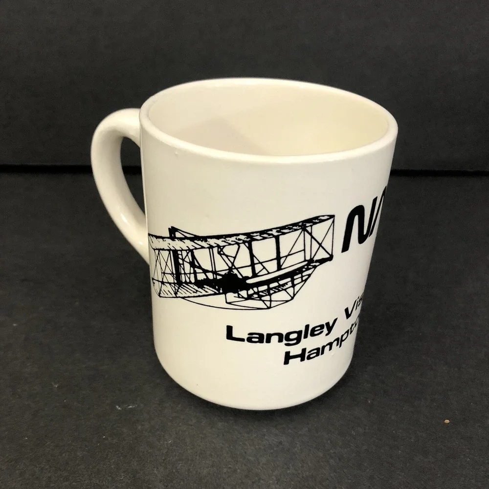 Vintage NASA Langley Visitor Center Hampton VA Coffee Mugs Cups Space Set of 2